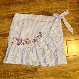 Pinstripe ruffled skirt